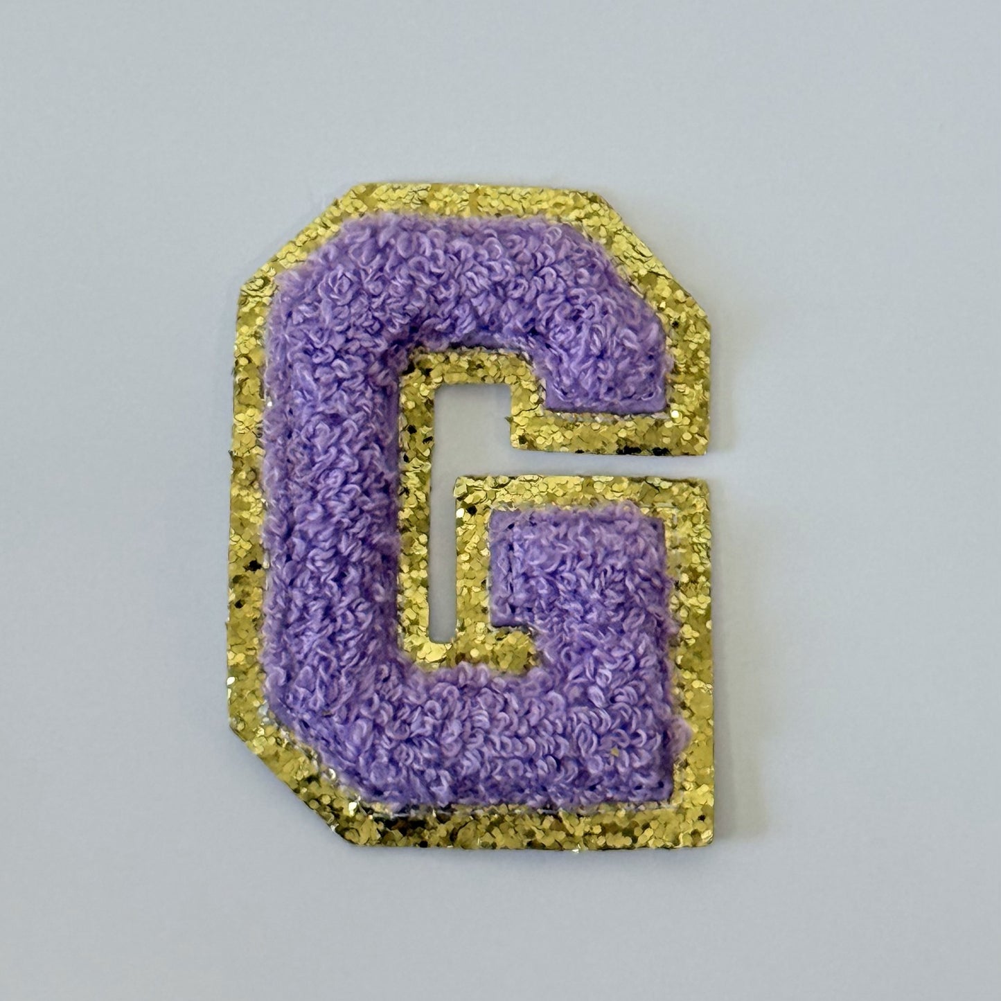Iron On/Sew On 8cm Glitter Gold Edge Colorful Embroidered Letter "G"