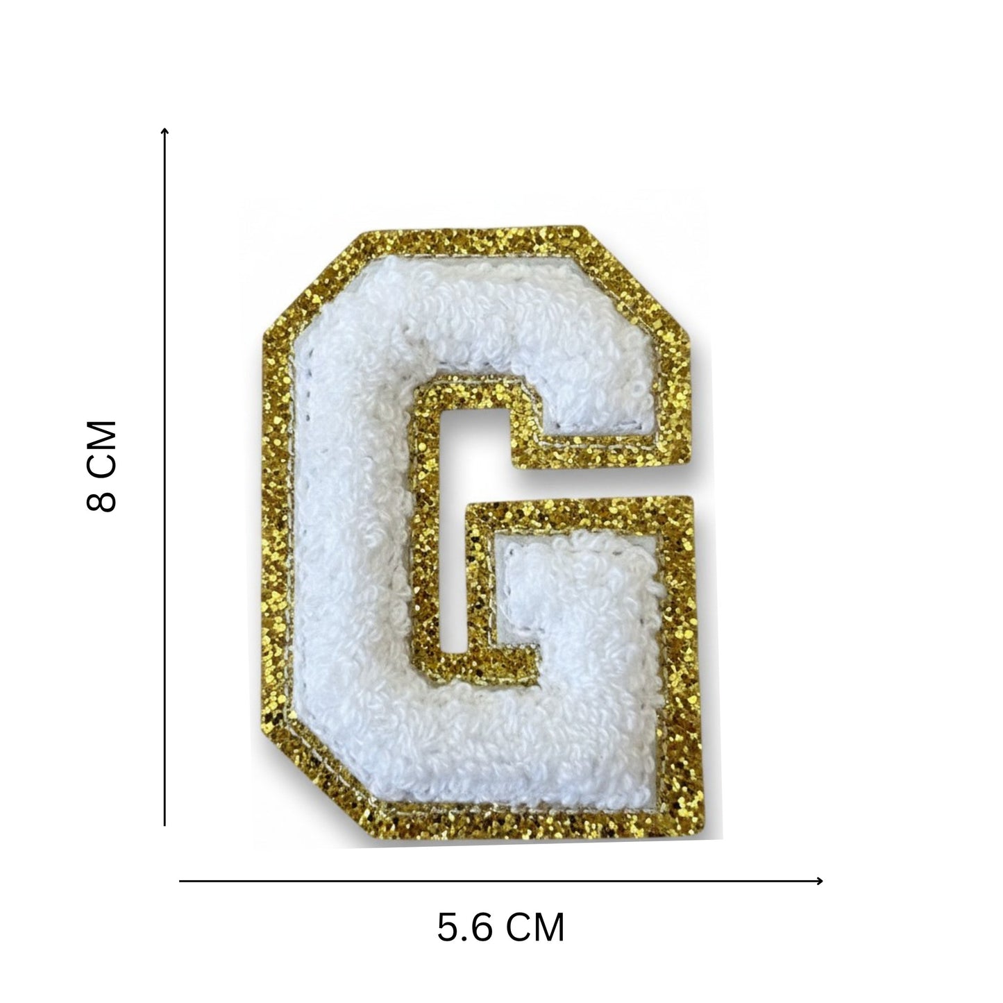 Iron On/Sew On Patch - Glitter Gold Edge Colorful Embroidered Letter "G"