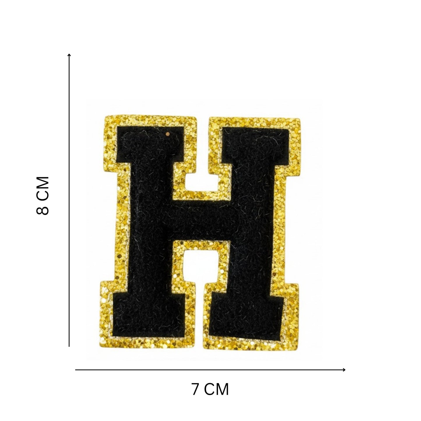 Iron On/Sew On Patch - Glitter Gold Edge Colorful Embroidered Letter "H"