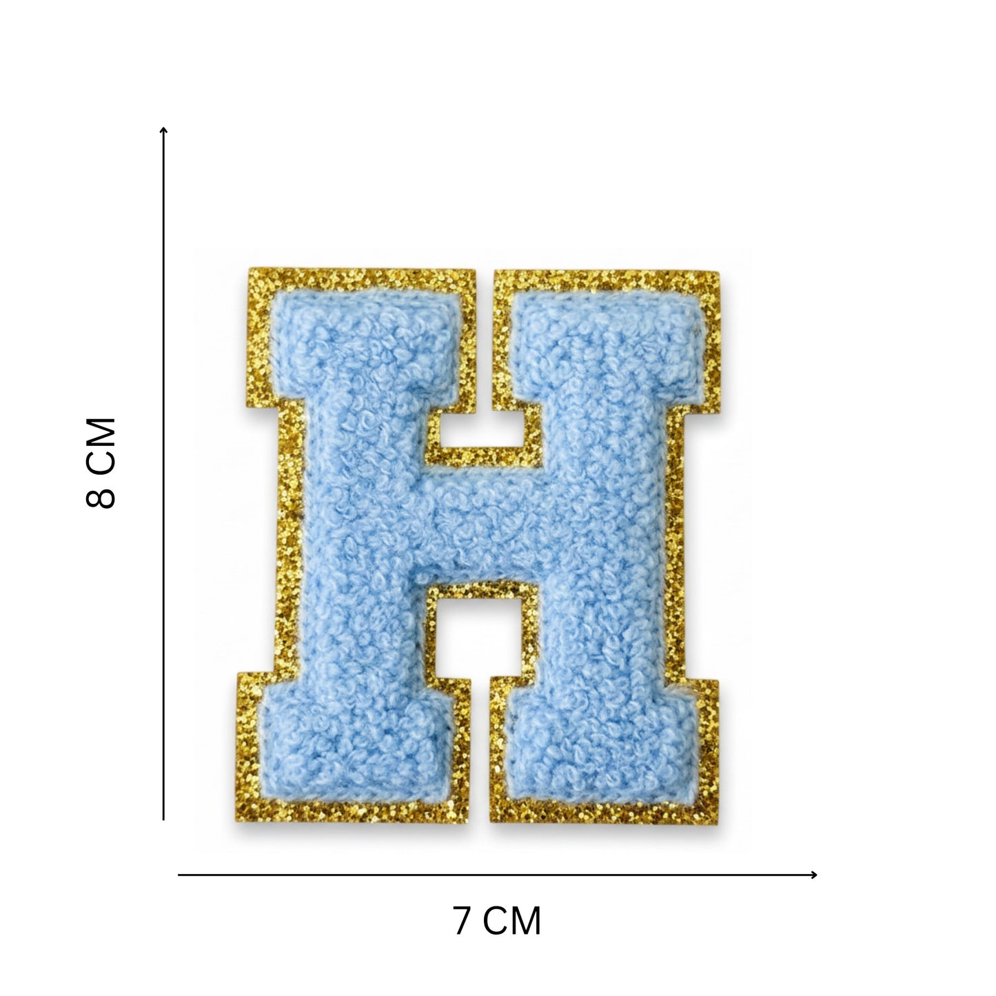 Iron On/Sew On Patch - Glitter Gold Edge Colorful Embroidered Letter "H"