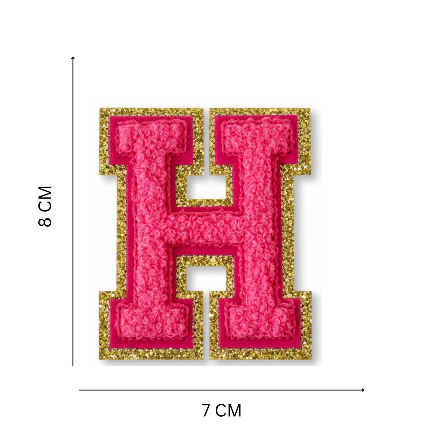 Iron On/Sew On Patch - Glitter Gold Edge Colorful Embroidered Letter "H"