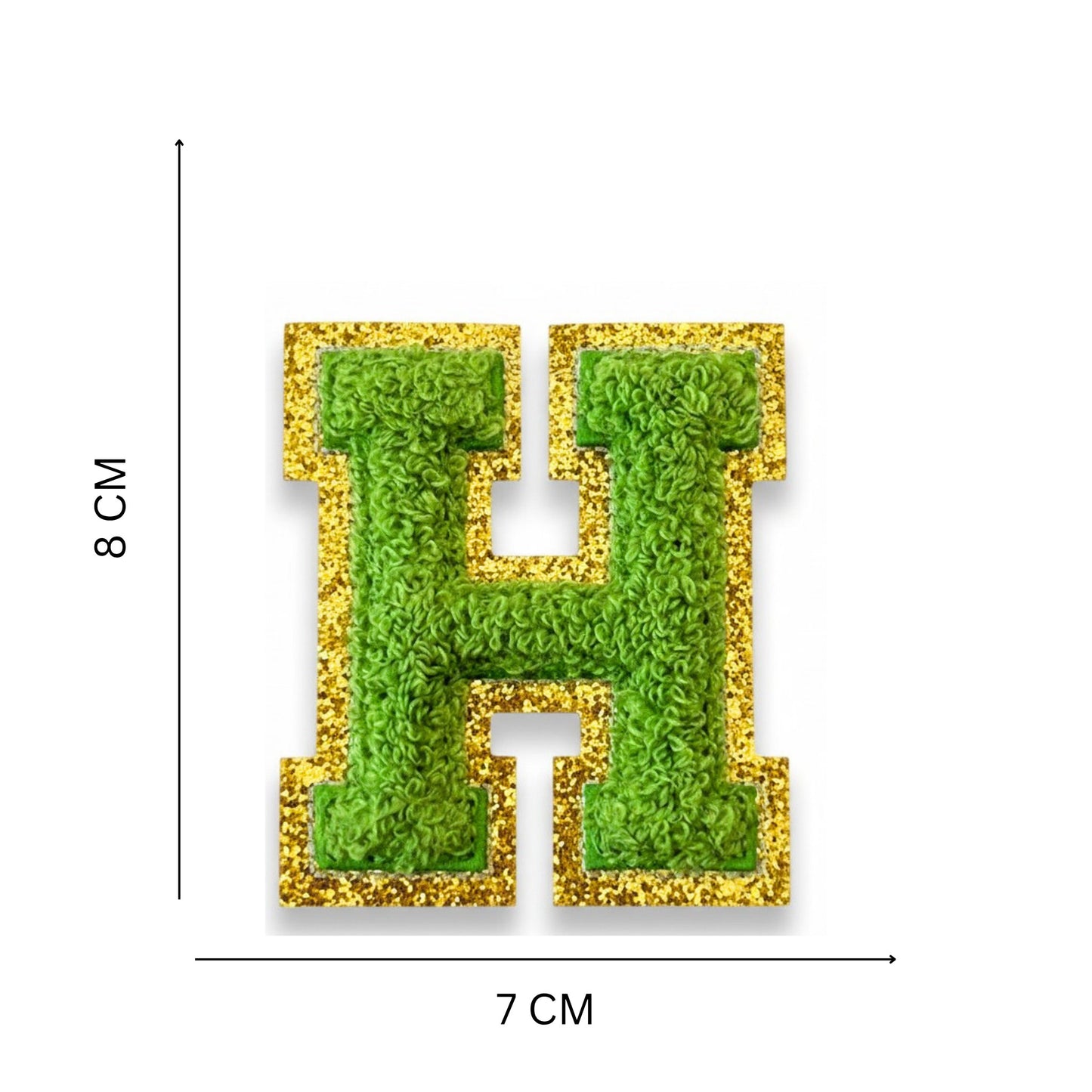 Iron On/Sew On Patch - Glitter Gold Edge Colorful Embroidered Letter "H"