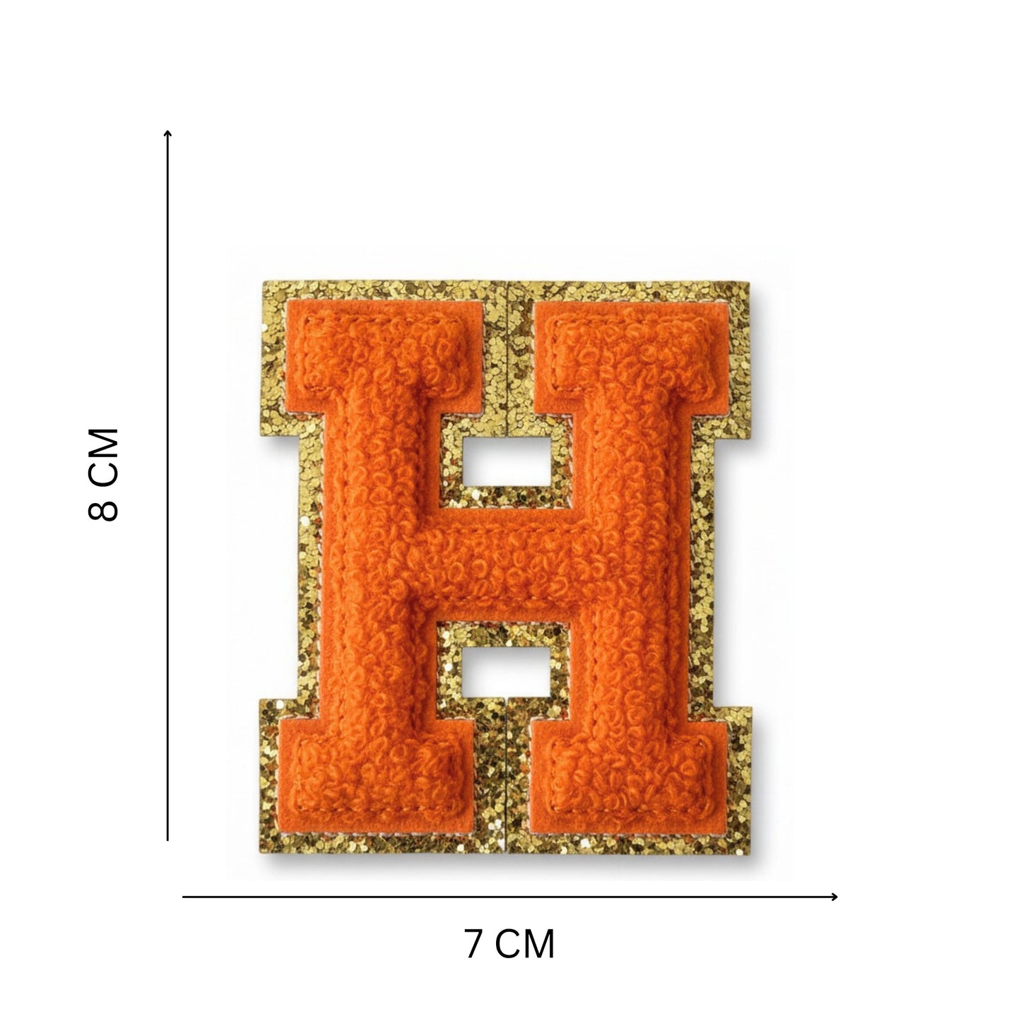 Iron On/Sew On Patch - Glitter Gold Edge Colorful Embroidered Letter "H"