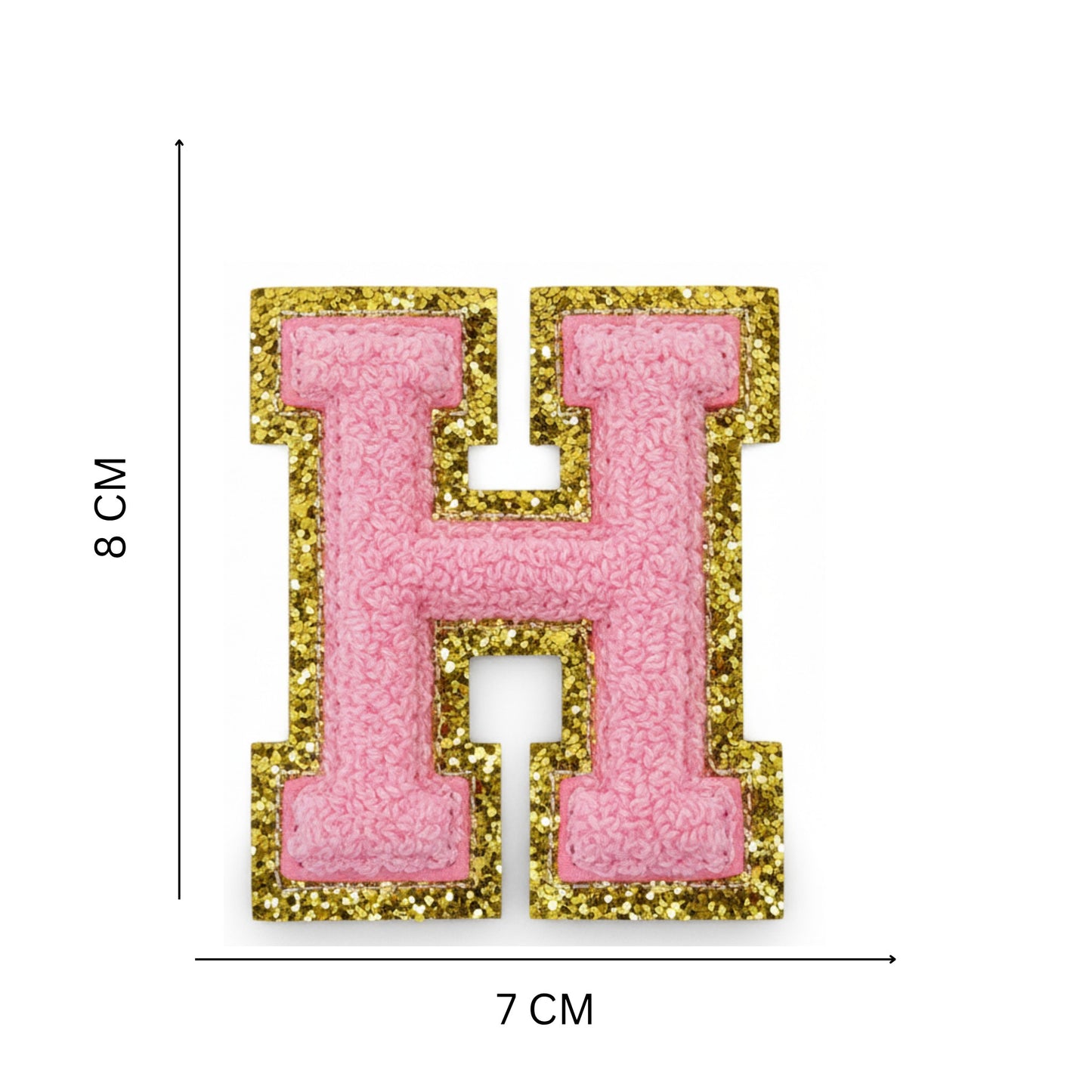 Iron On/Sew On Patch - Glitter Gold Edge Colorful Embroidered Letter "H"