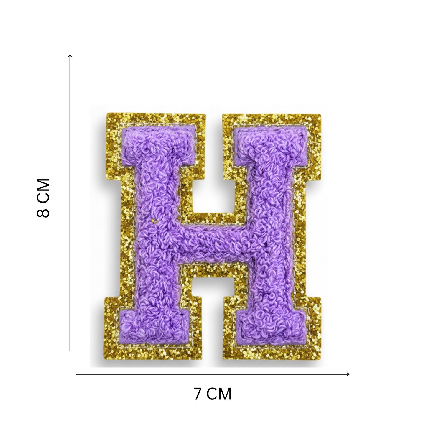 Iron On/Sew On Patch - Glitter Gold Edge Colorful Embroidered Letter "H"