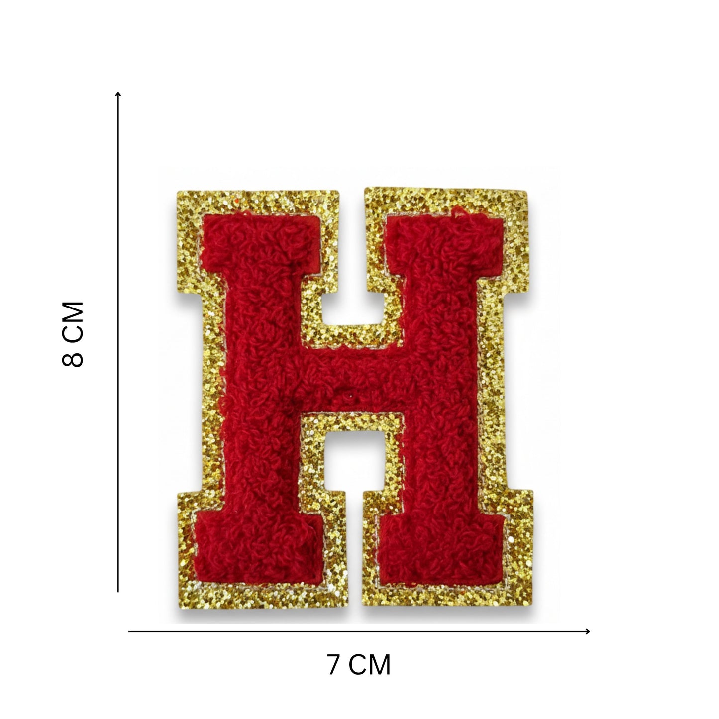 Iron On/Sew On Patch - Glitter Gold Edge Colorful Embroidered Letter "H"