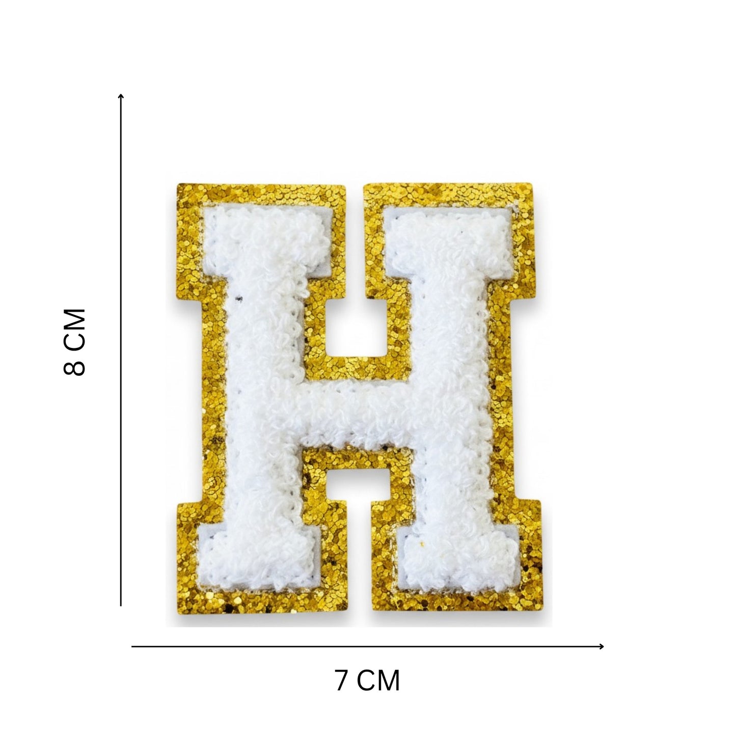 Iron On/Sew On Patch - Glitter Gold Edge Colorful Embroidered Letter "H"