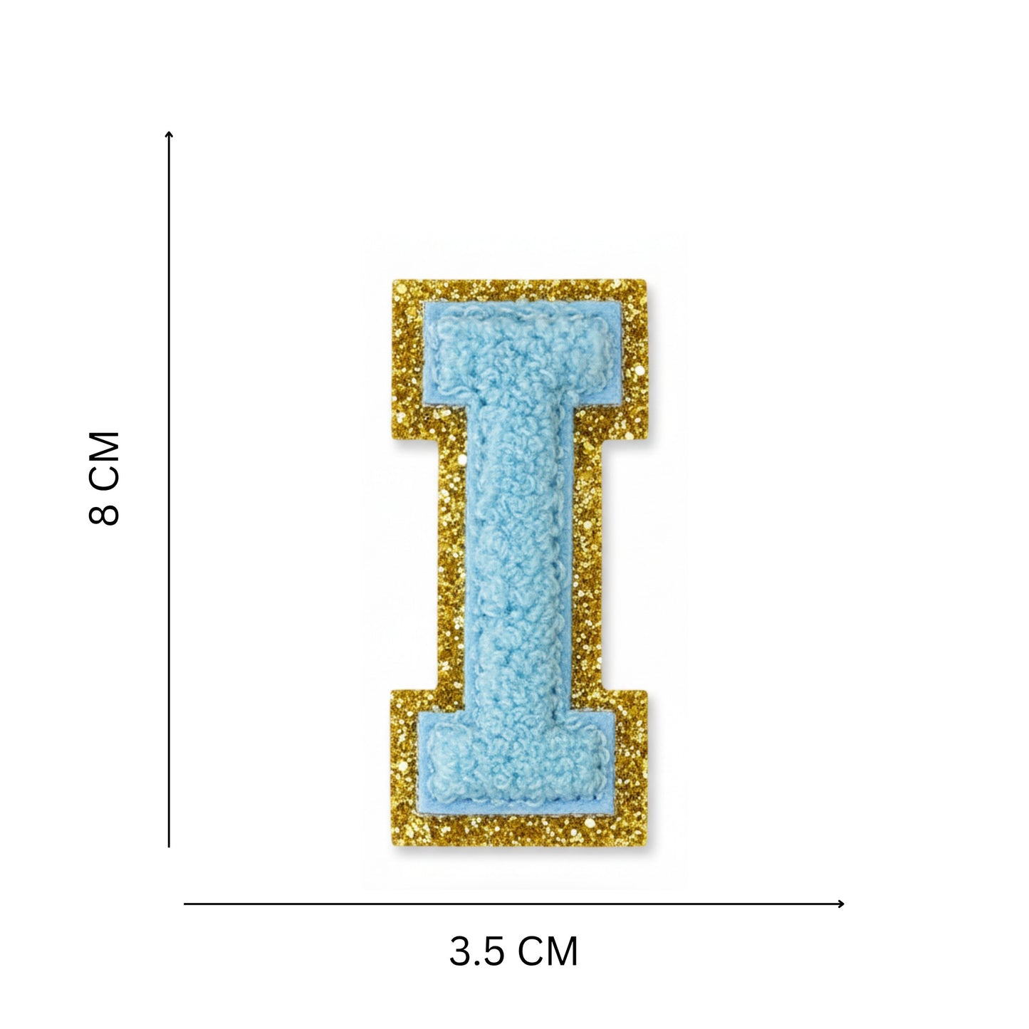 Iron On/Sew On Patch - Glitter Gold Edge Colorful Embroidered Letter "I"