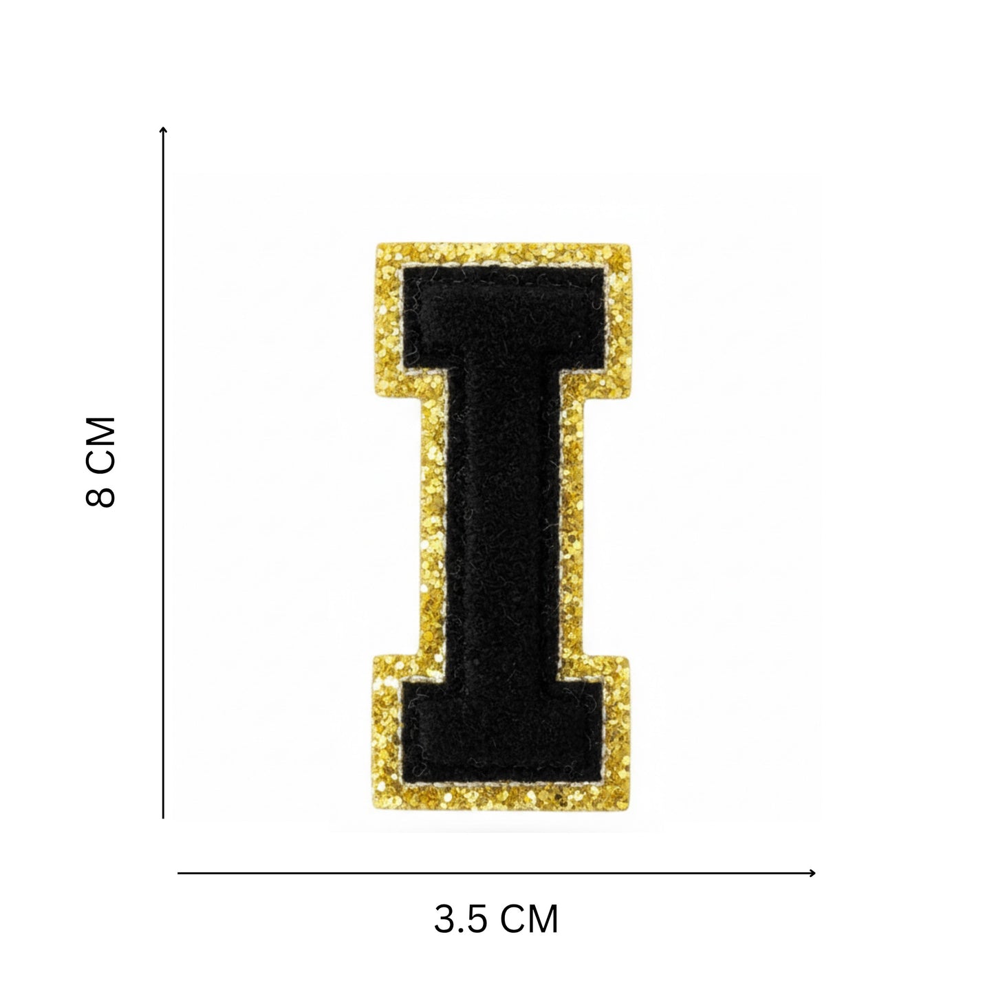 Iron On/Sew On Patch - Glitter Gold Edge Colorful Embroidered Letter "I"