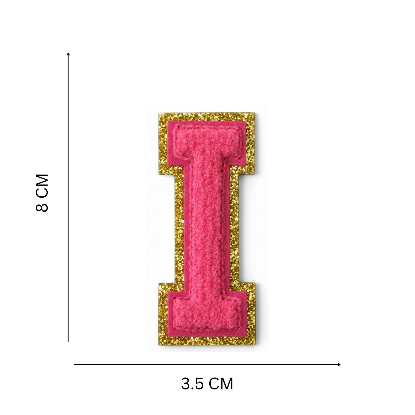 Iron On/Sew On Patch - Glitter Gold Edge Colorful Embroidered Letter "I"