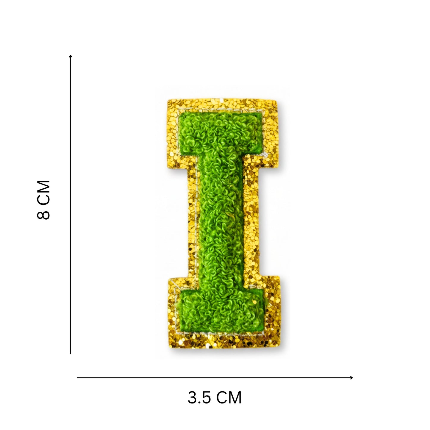 Iron On/Sew On Patch - Glitter Gold Edge Colorful Embroidered Letter "I"