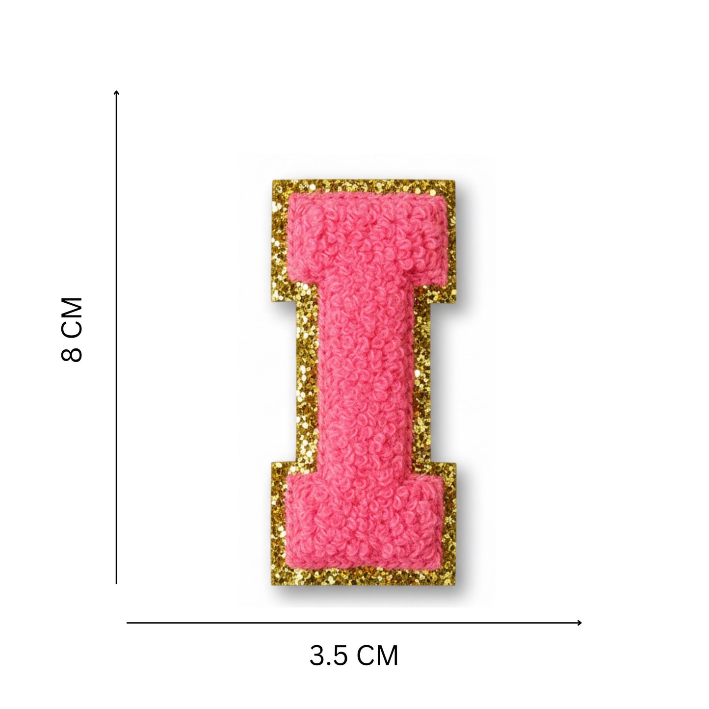 Iron On/Sew On Patch - Glitter Gold Edge Colorful Embroidered Letter "I"