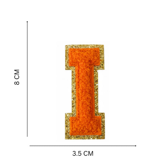 Iron On/Sew On 8cm Glitter Gold Edge Colorful Embroidered Letter "I"