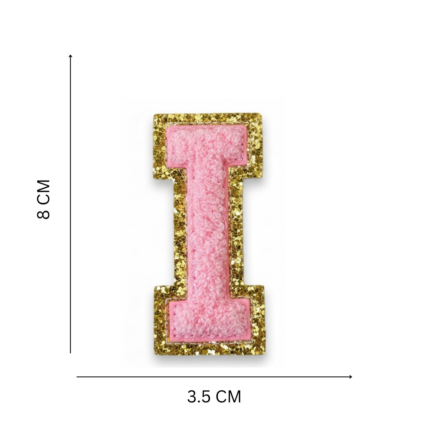 Iron On/Sew On Patch - Glitter Gold Edge Colorful Embroidered Letter "I"
