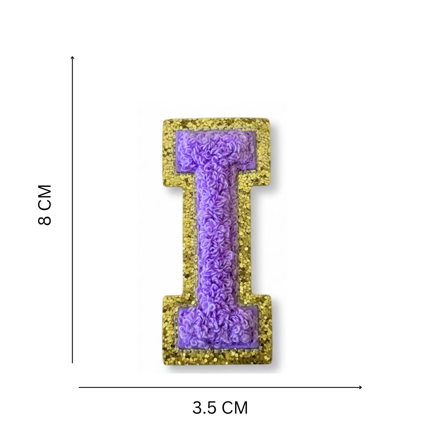 Iron On/Sew On Patch - Glitter Gold Edge Colorful Embroidered Letter "I"