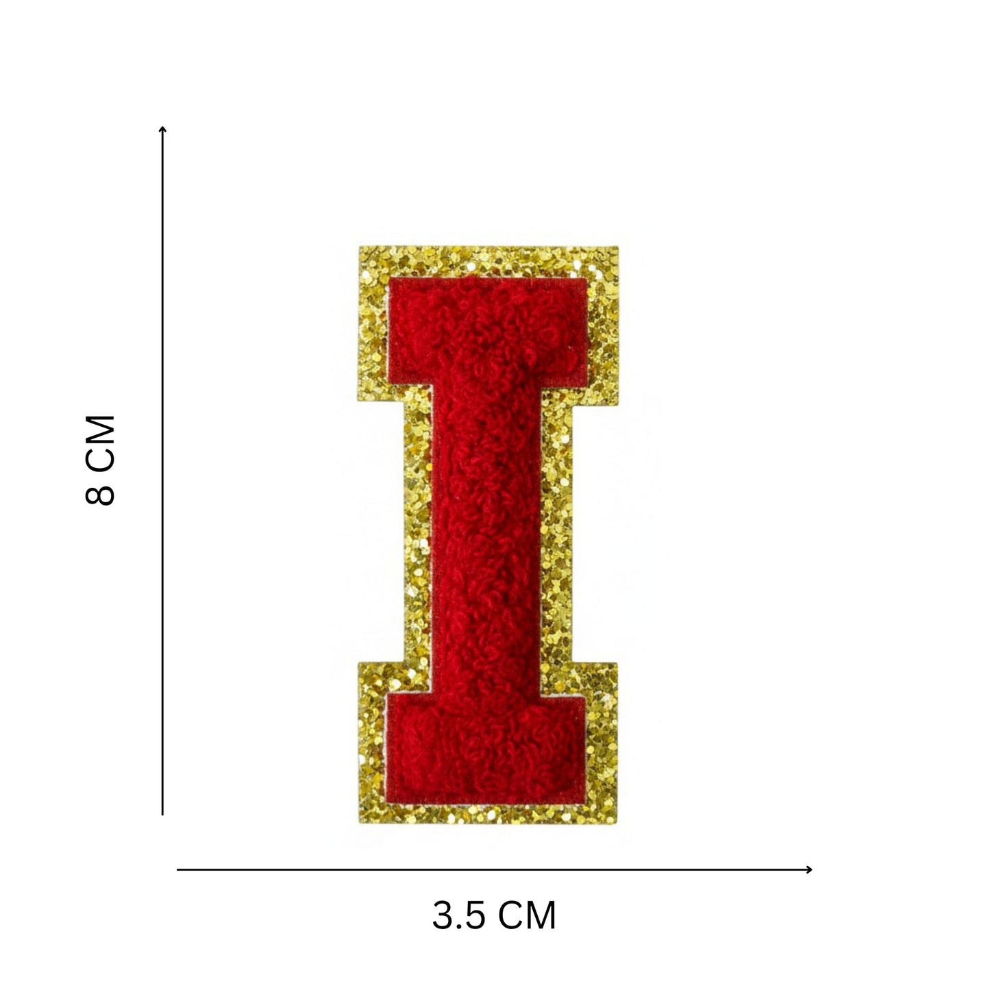 Iron On/Sew On Patch - Glitter Gold Edge Colorful Embroidered Letter "I"