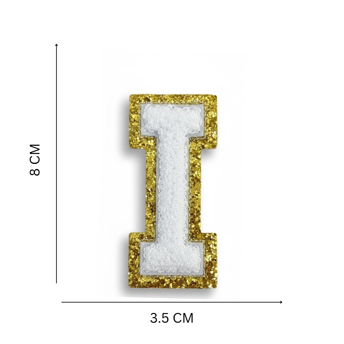 Iron On/Sew On Patch - Glitter Gold Edge Colorful Embroidered Letter "I"