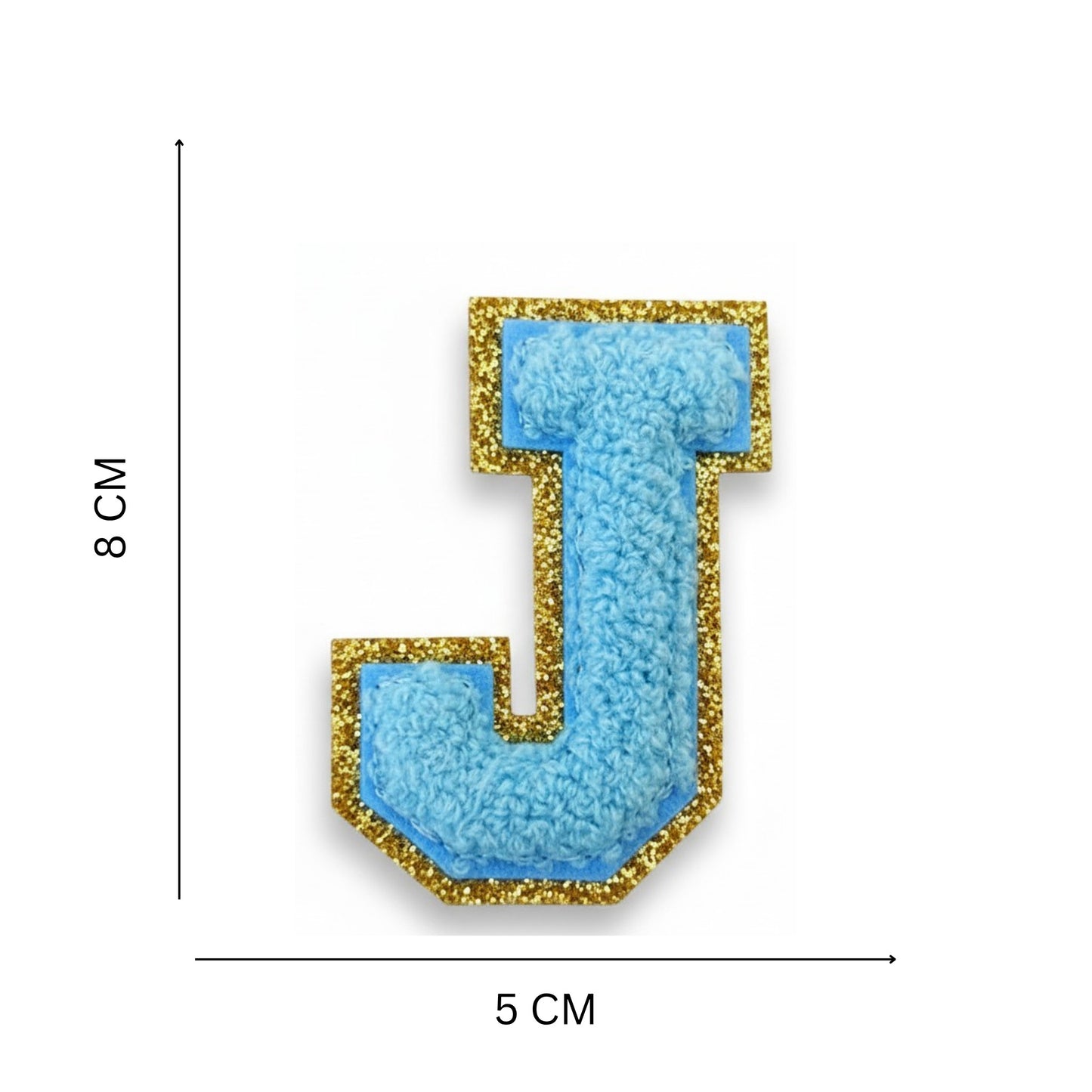 Iron On/Sew On Patch - Glitter Gold Edge Colorful Embroidered Letter "J"