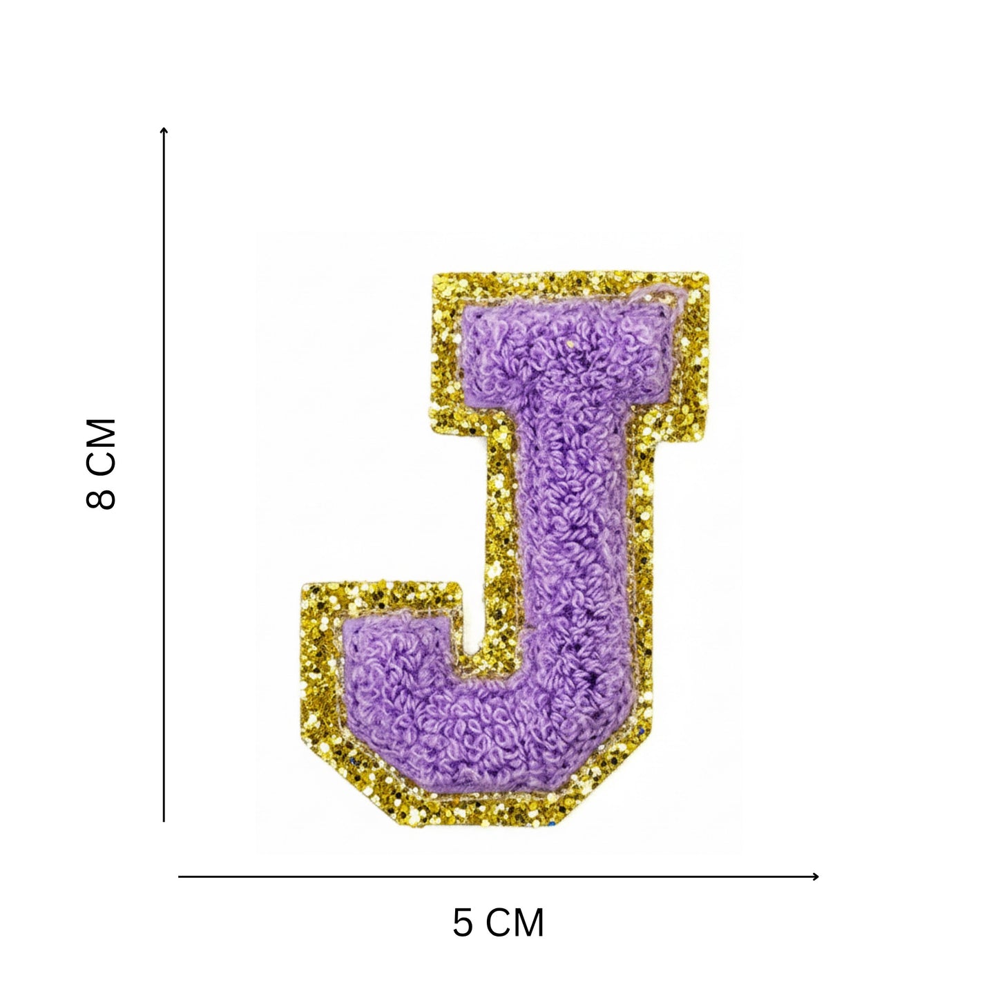 Iron On/Sew On Patch - Glitter Gold Edge Colorful Embroidered Letter "J"