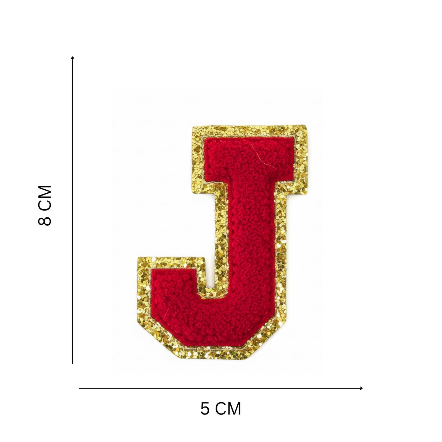 Iron On/Sew On Patch - Glitter Gold Edge Colorful Embroidered Letter "J"