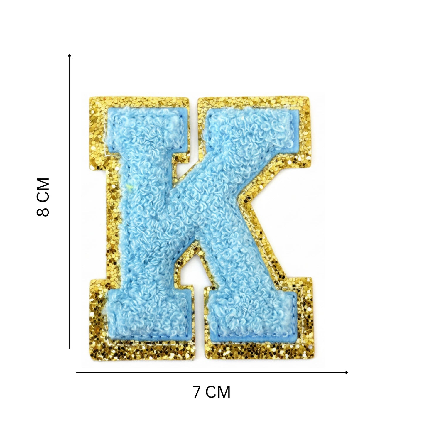 Iron On/Sew On Patch - Glitter Gold Edge Colorful Embroidered Letter "K''