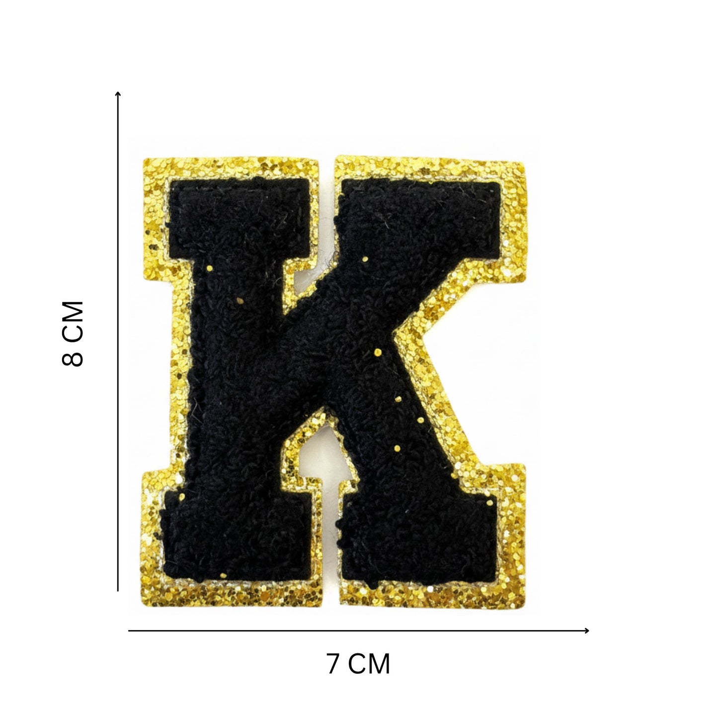 Iron On/Sew On Patch - Glitter Gold Edge Colorful Embroidered Letter "K''