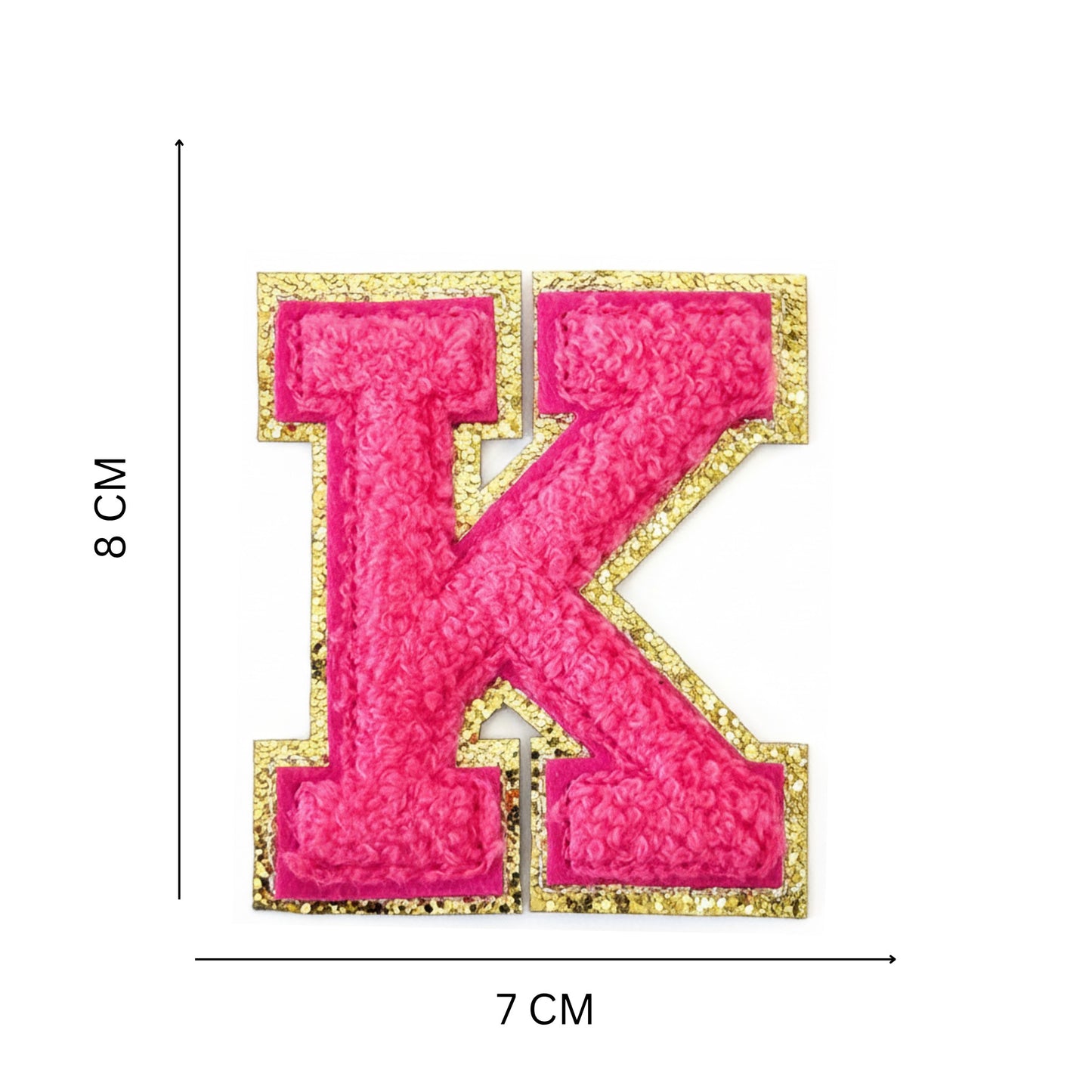 Iron On/Sew On Patch - Glitter Gold Edge Colorful Embroidered Letter "K''