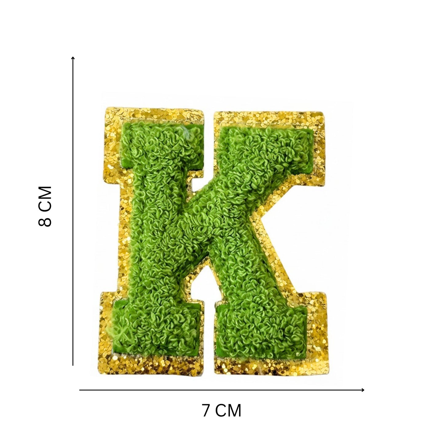 Iron On/Sew On Patch - Glitter Gold Edge Colorful Embroidered Letter "K''