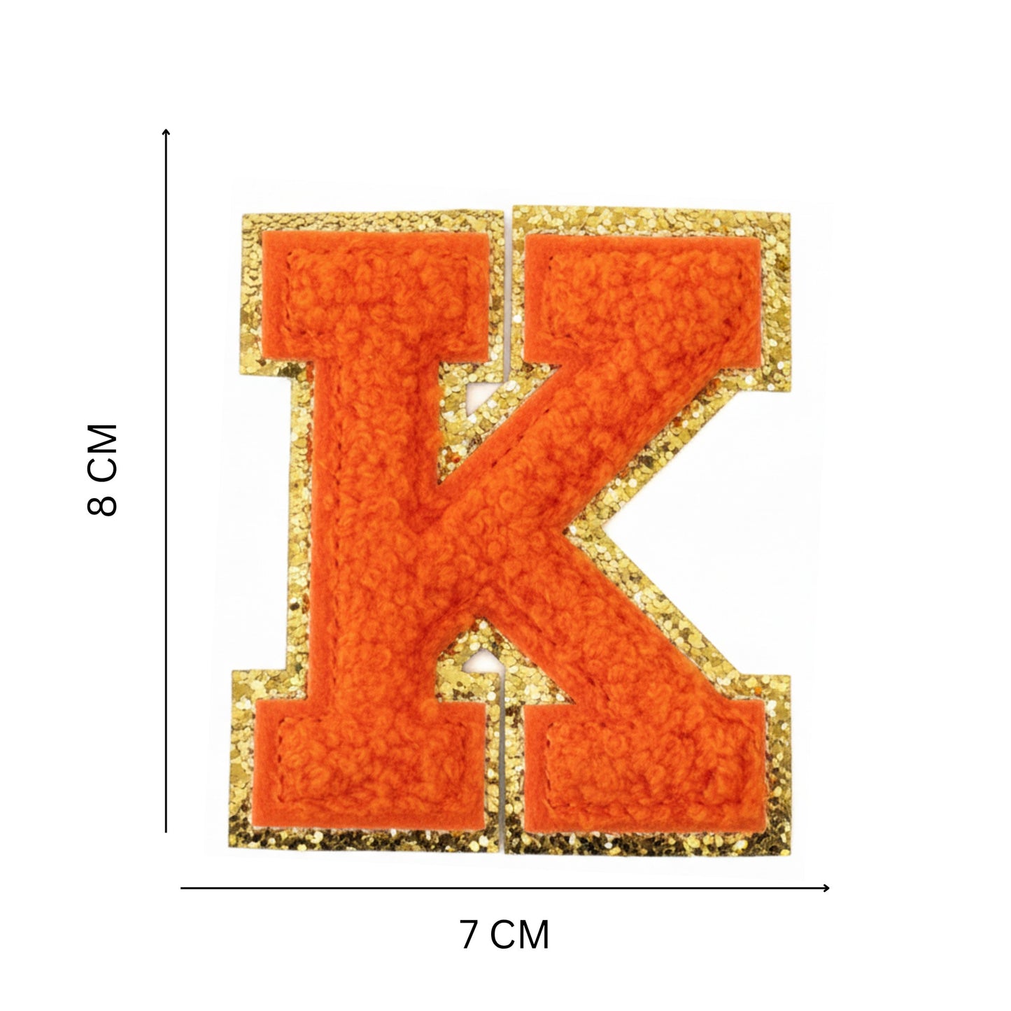 Iron On/Sew On Patch - Glitter Gold Edge Colorful Embroidered Letter "K''
