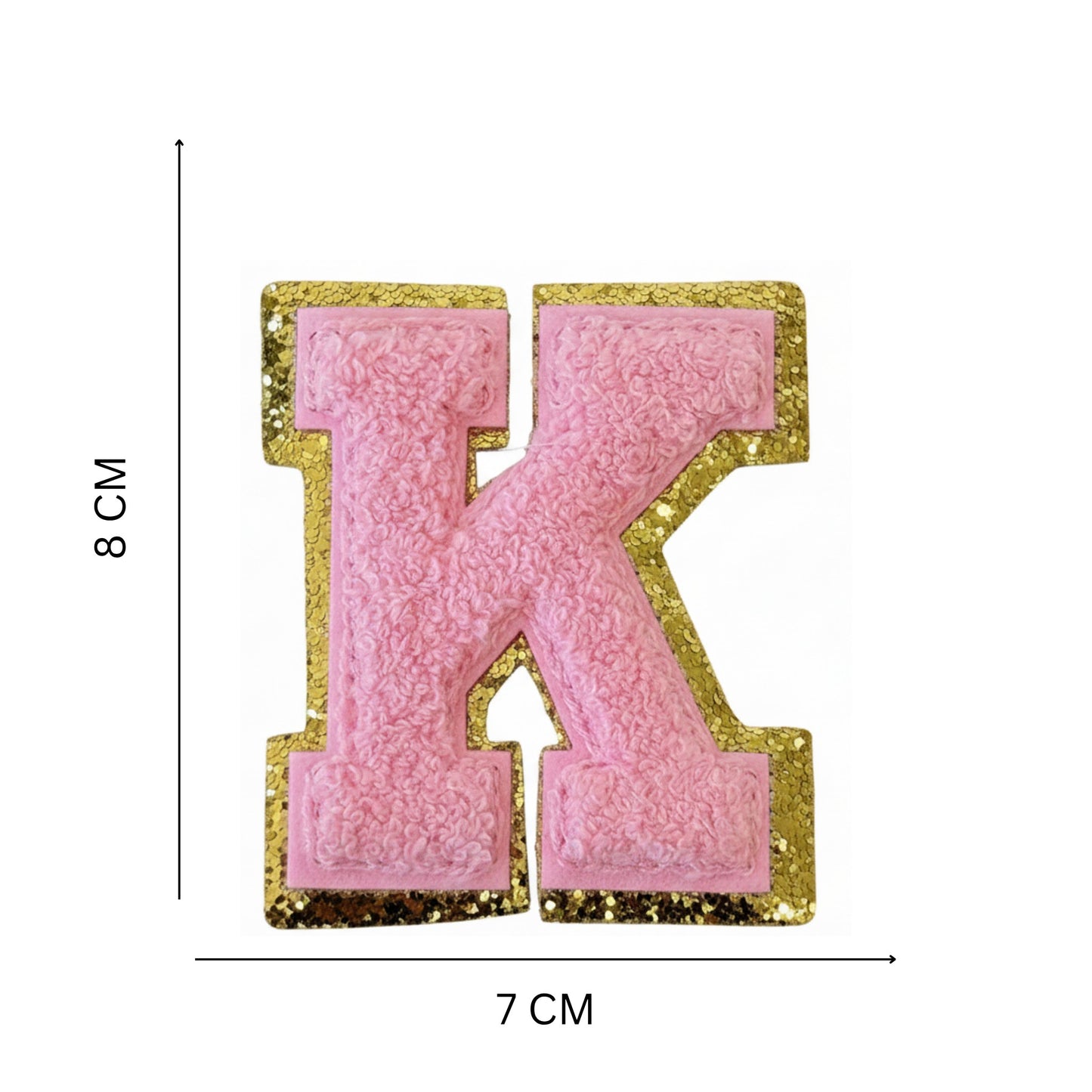Iron On/Sew On Patch - Glitter Gold Edge Colorful Embroidered Letter "K''