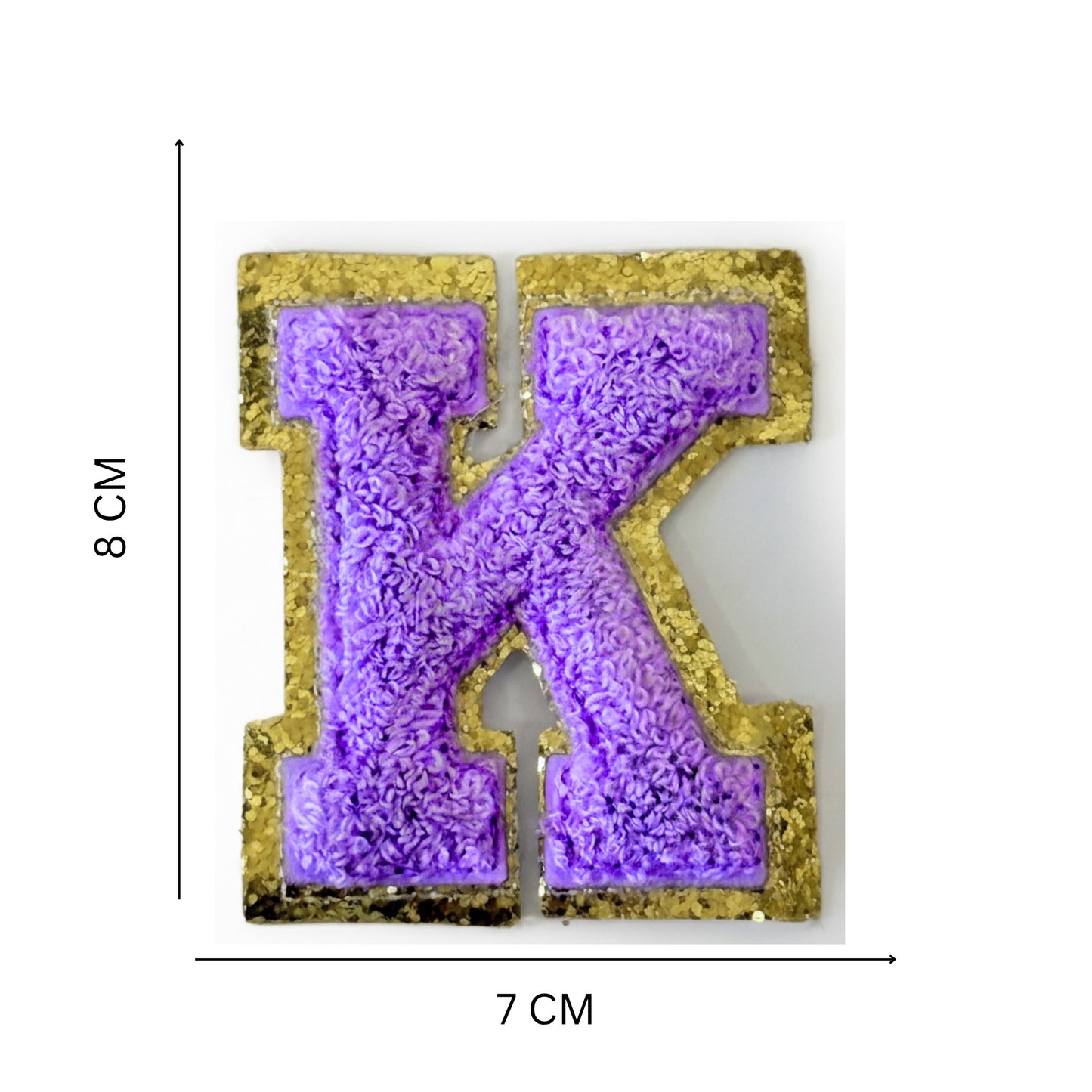 Iron On/Sew On Patch - Glitter Gold Edge Colorful Embroidered Letter "K''