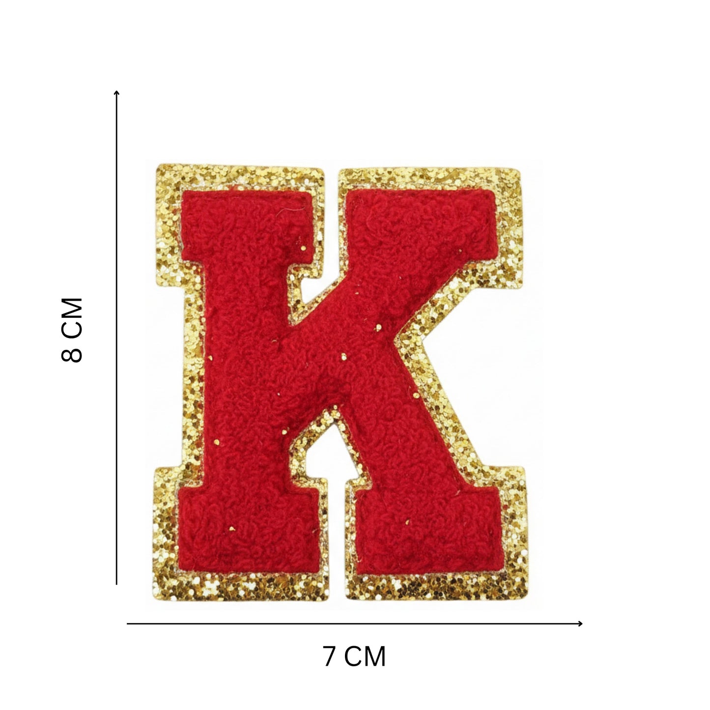 Iron On/Sew On Patch - Glitter Gold Edge Colorful Embroidered Letter "K''