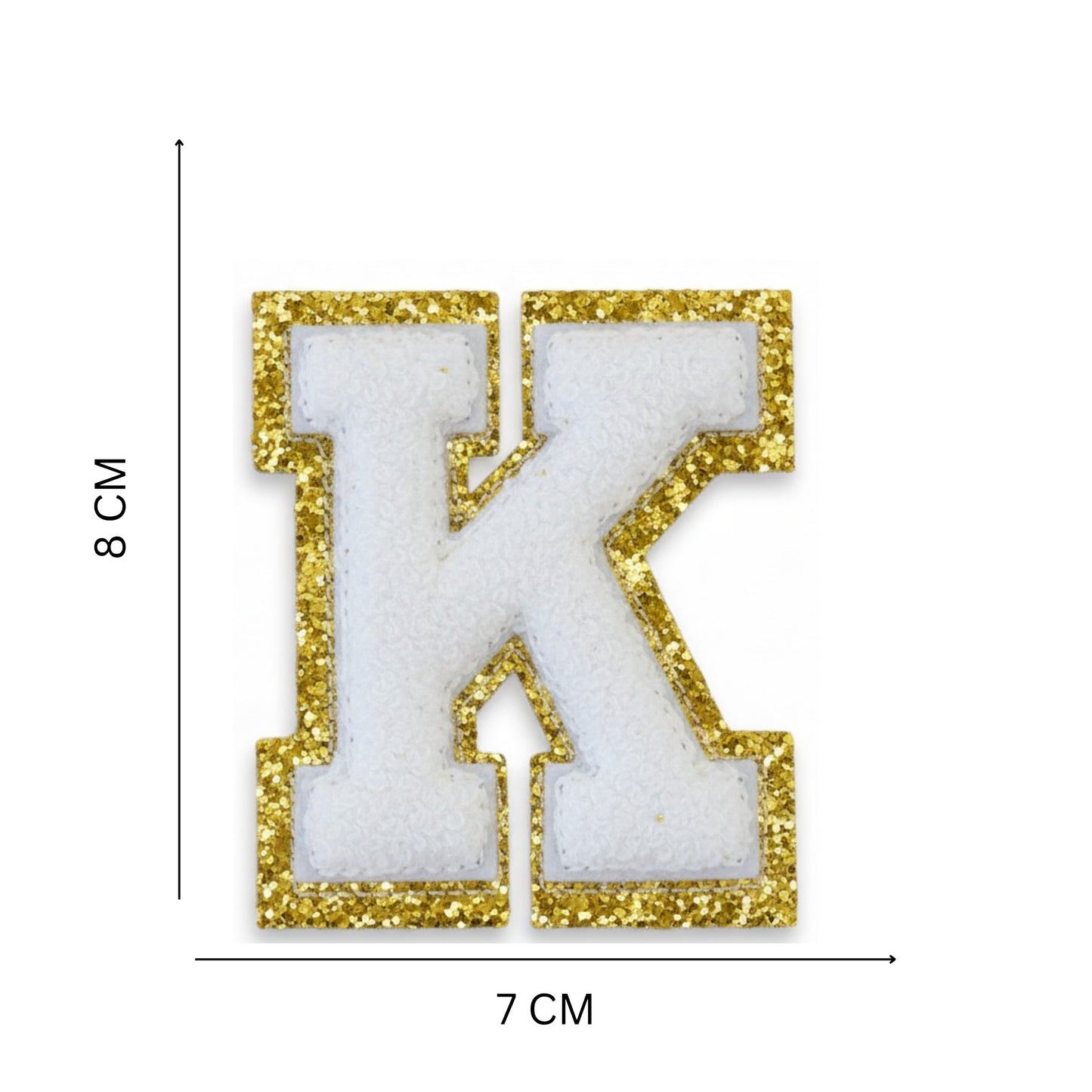 Iron On/Sew On Patch - Glitter Gold Edge Colorful Embroidered Letter "K''