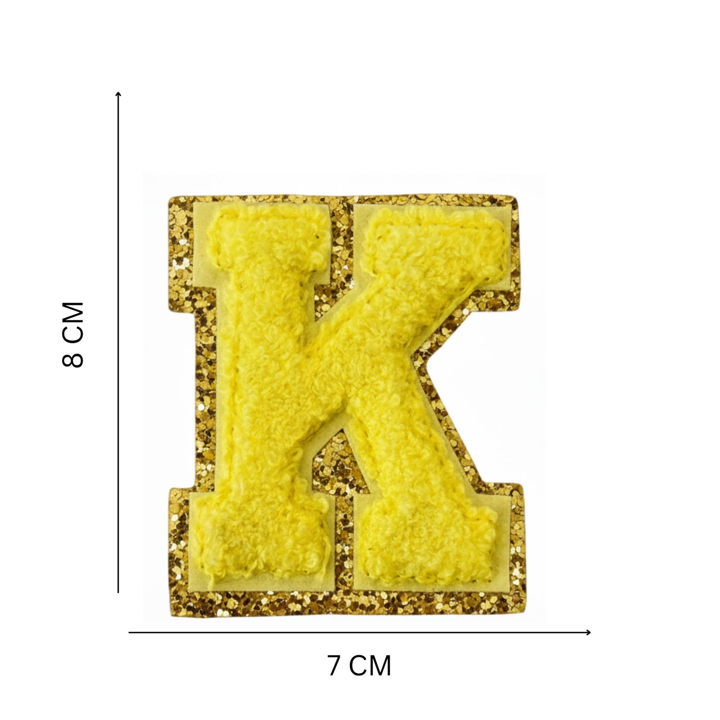 Iron On/Sew On Patch - Glitter Gold Edge Colorful Embroidered Letter "K''