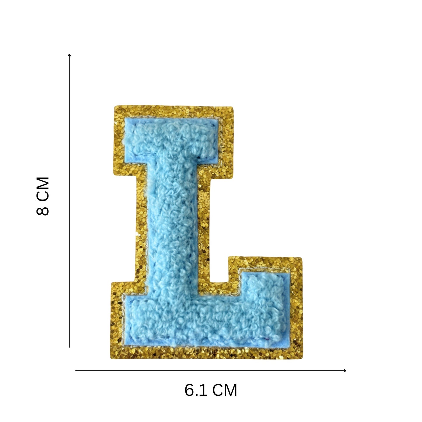 Iron On/Sew On Patch - Glitter Gold Edge Colorful Embroidered Letter "L''