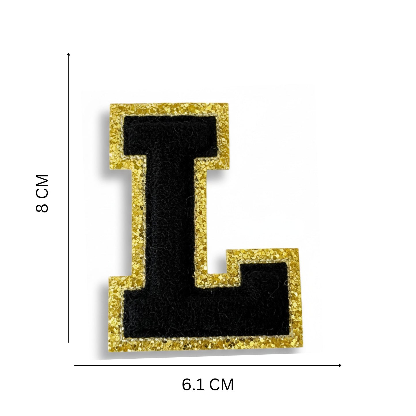 Iron On/Sew On Patch - Glitter Gold Edge Colorful Embroidered Letter "L''