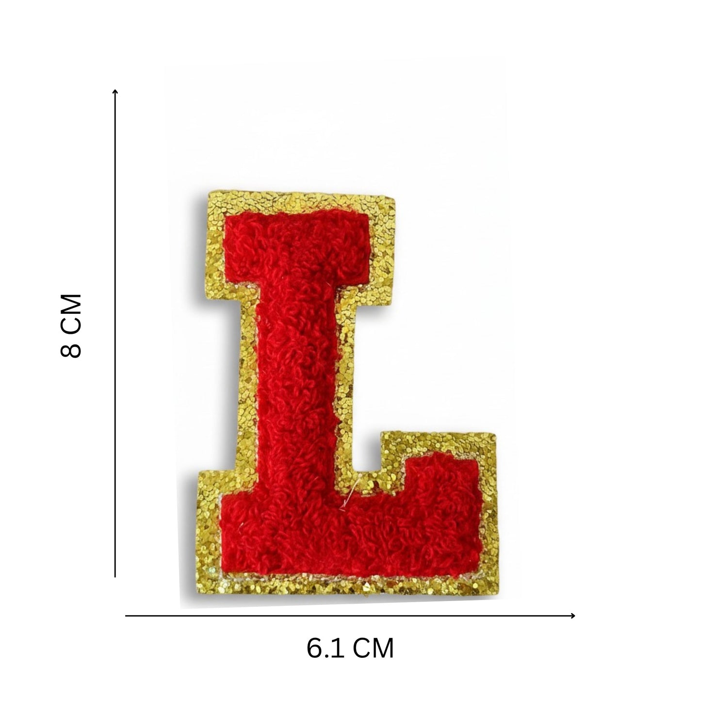 Iron On/Sew On Patch - Glitter Gold Edge Colorful Embroidered Letter "L''
