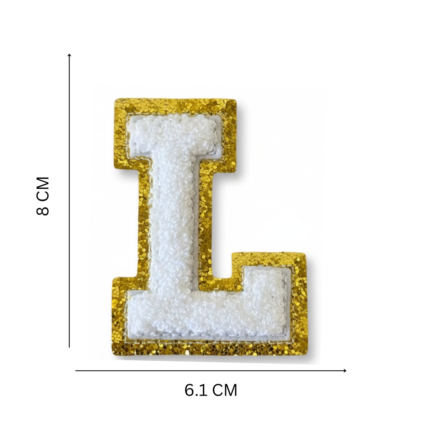 Iron On/Sew On Patch - Glitter Gold Edge Colorful Embroidered Letter "L''