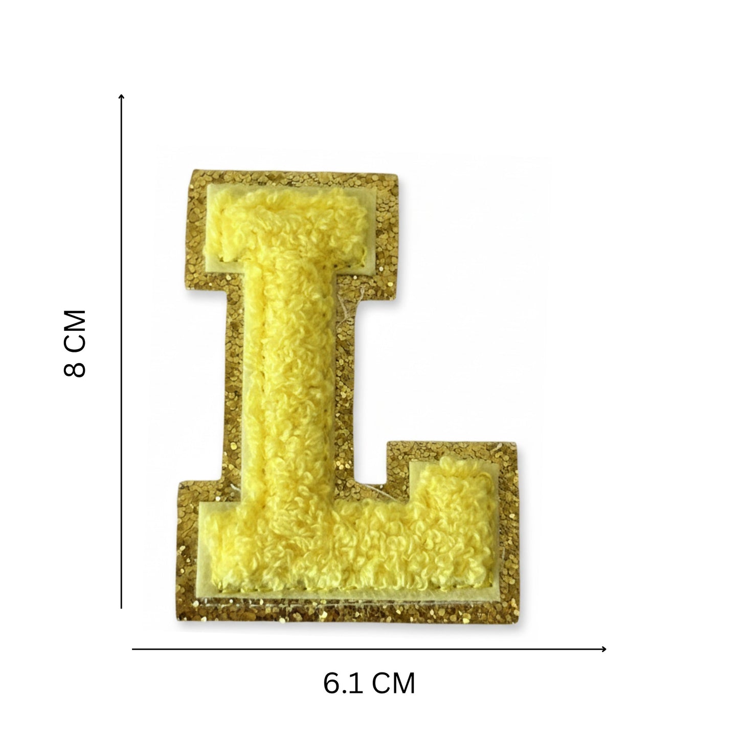 Iron On/Sew On Patch - Glitter Gold Edge Colorful Embroidered Letter "L''