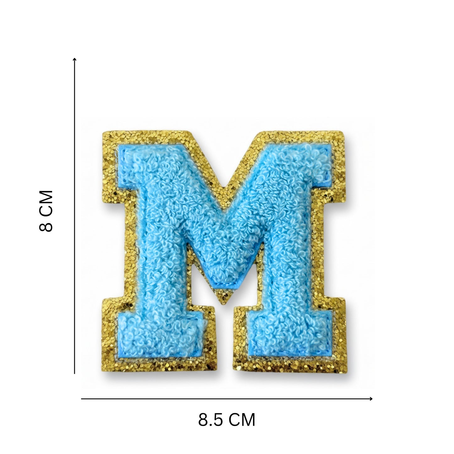 Iron On/Sew On Patch - Glitter Gold Edge Colorful Embroidered Letter "M''