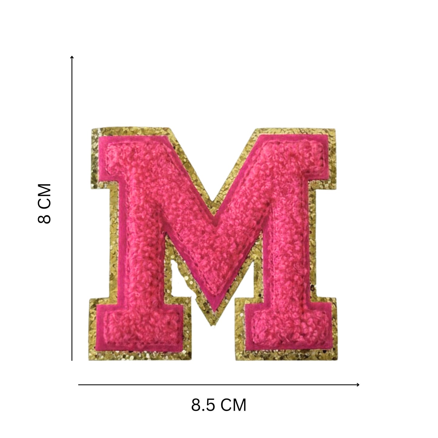 Iron On/Sew On Patch - Glitter Gold Edge Colorful Embroidered Letter "M''