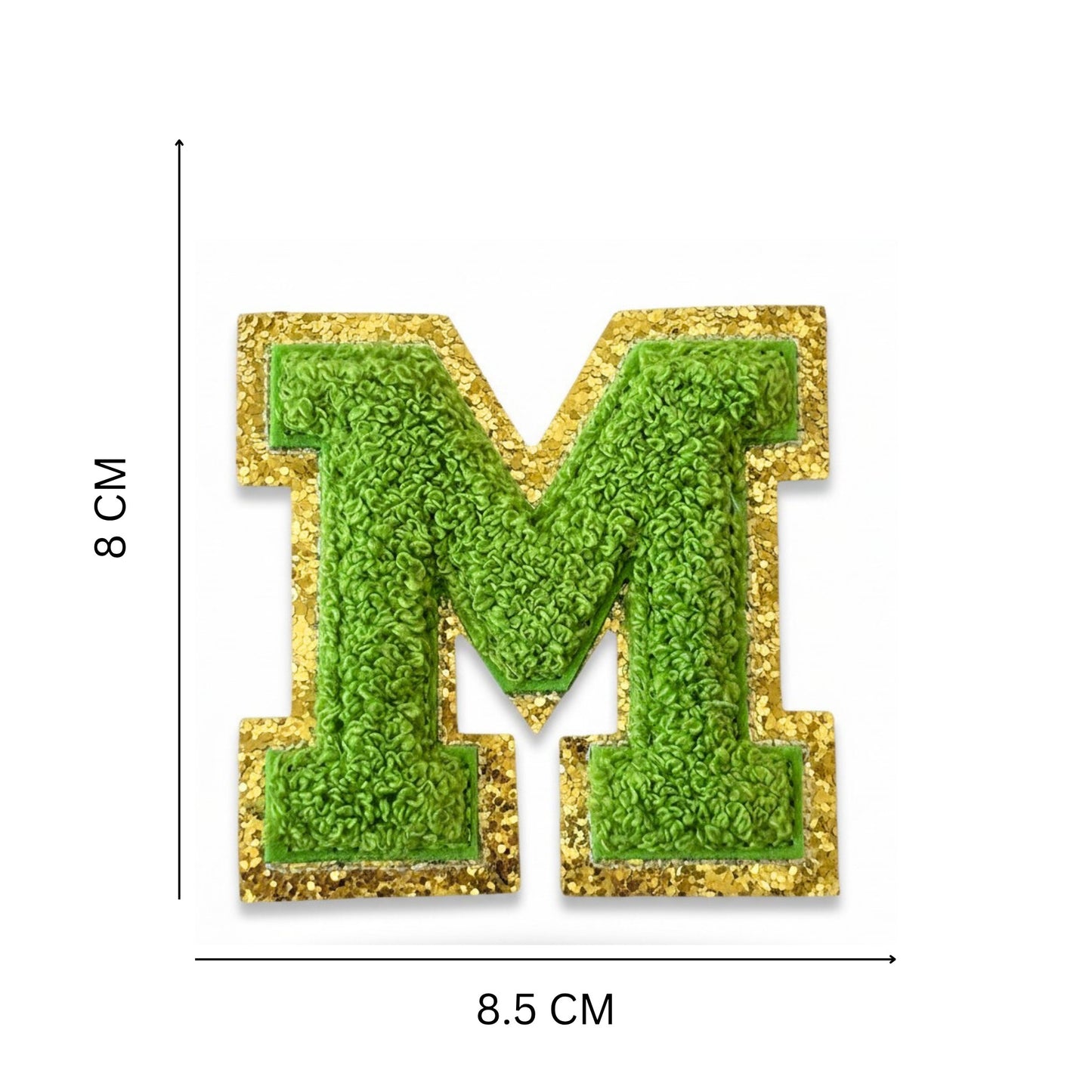 Iron On/Sew On Patch - Glitter Gold Edge Colorful Embroidered Letter "M''