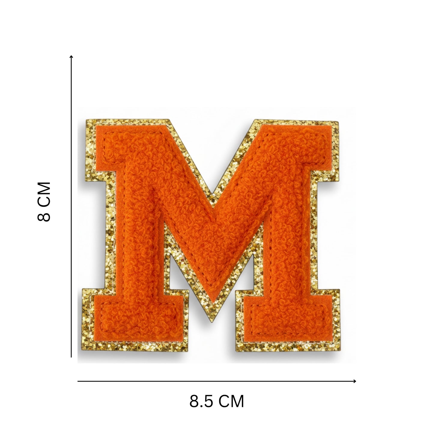 Iron On/Sew On Patch - Glitter Gold Edge Colorful Embroidered Letter "M''