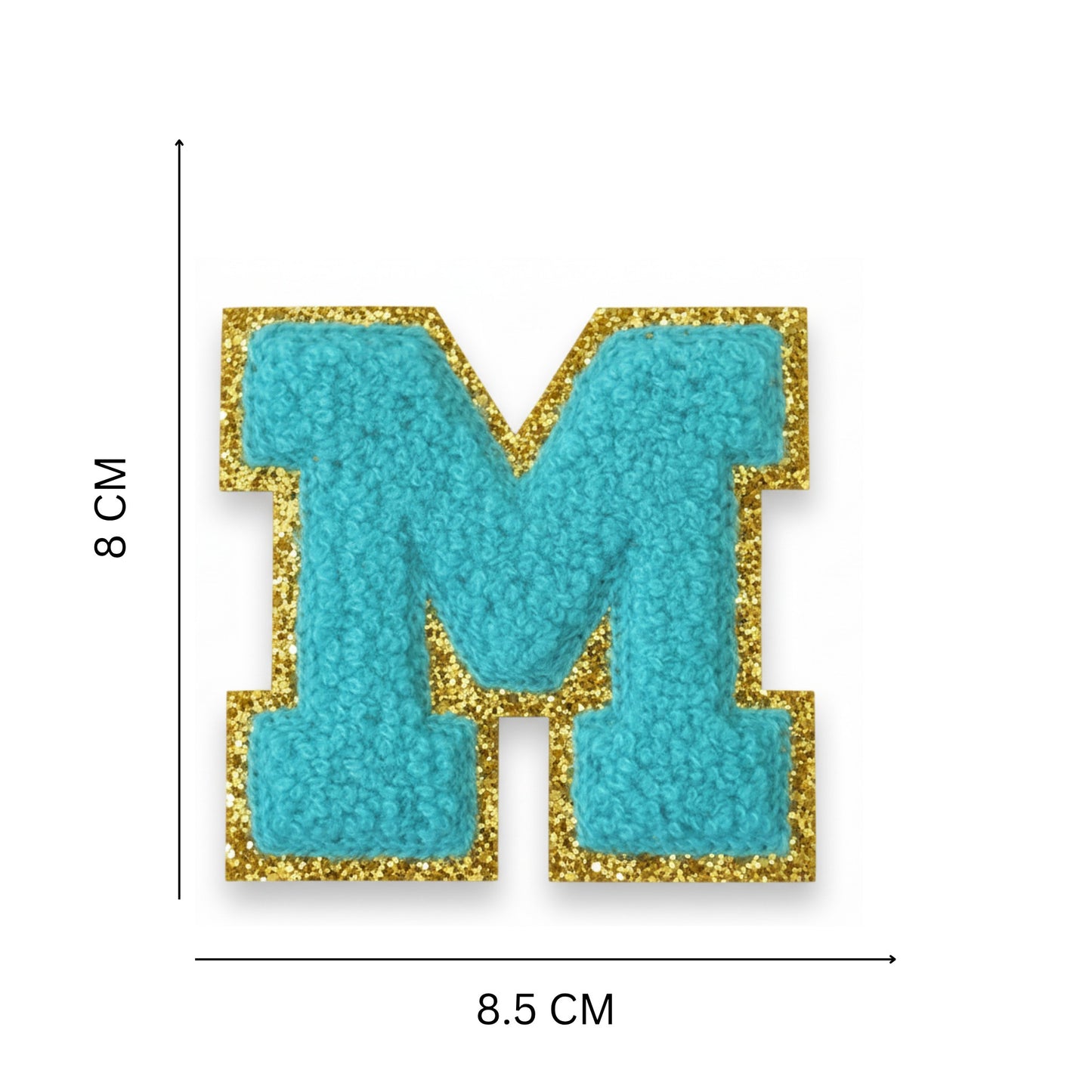 Iron On/Sew On Patch - Glitter Gold Edge Colorful Embroidered Letter "M''