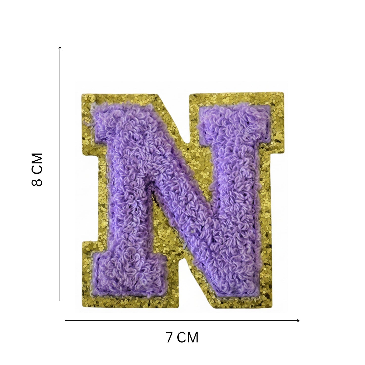Iron On/Sew On Patch - Glitter Gold Edge Colorful Embroidered Letter "N''