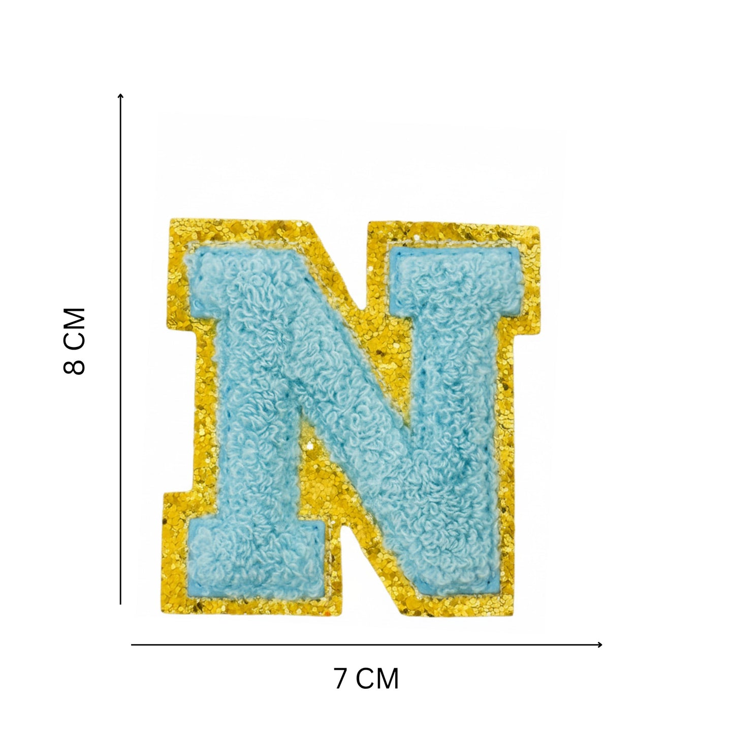 Iron On/Sew On Patch - Glitter Gold Edge Colorful Embroidered Letter "N''