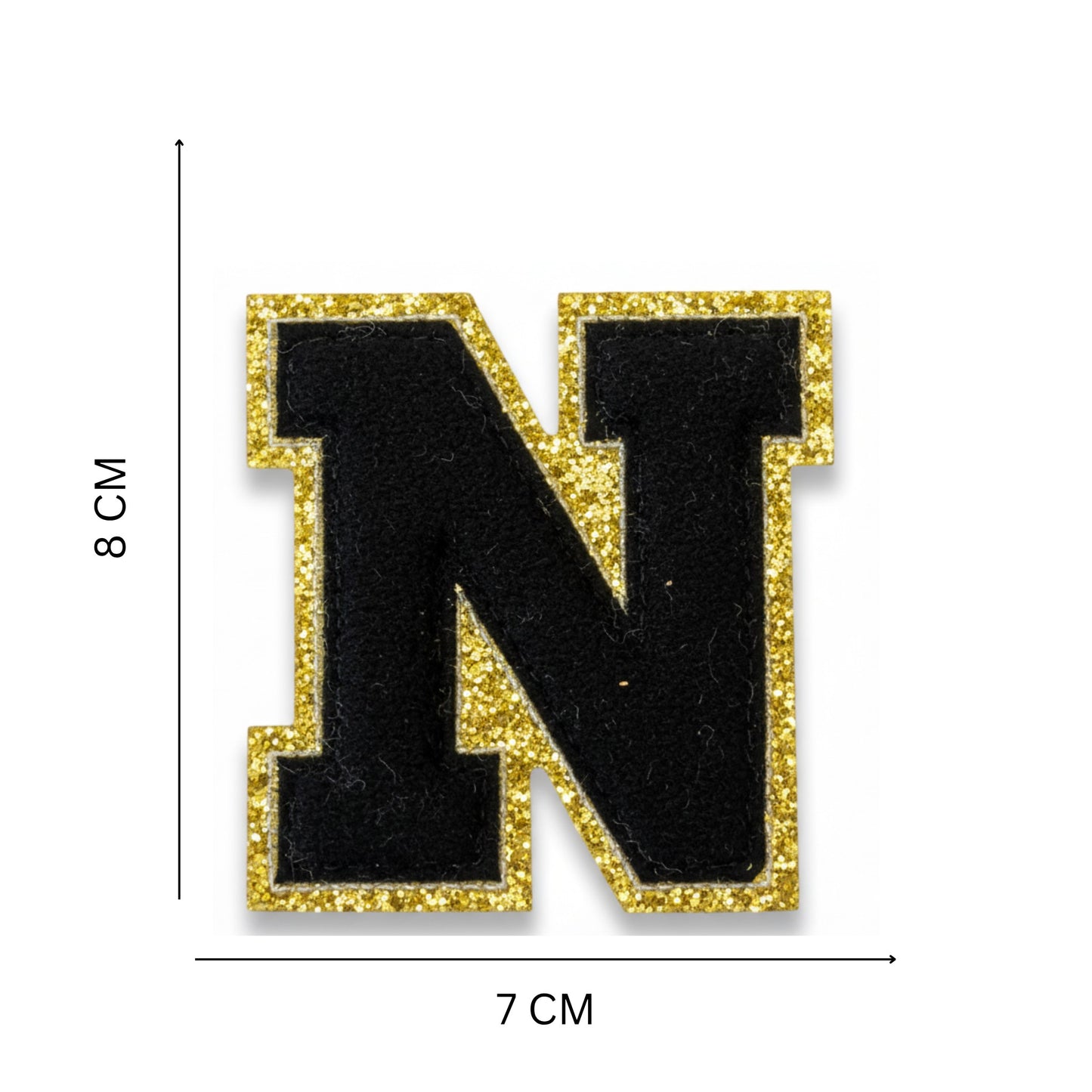 Iron On/Sew On Patch - Glitter Gold Edge Colorful Embroidered Letter "N''