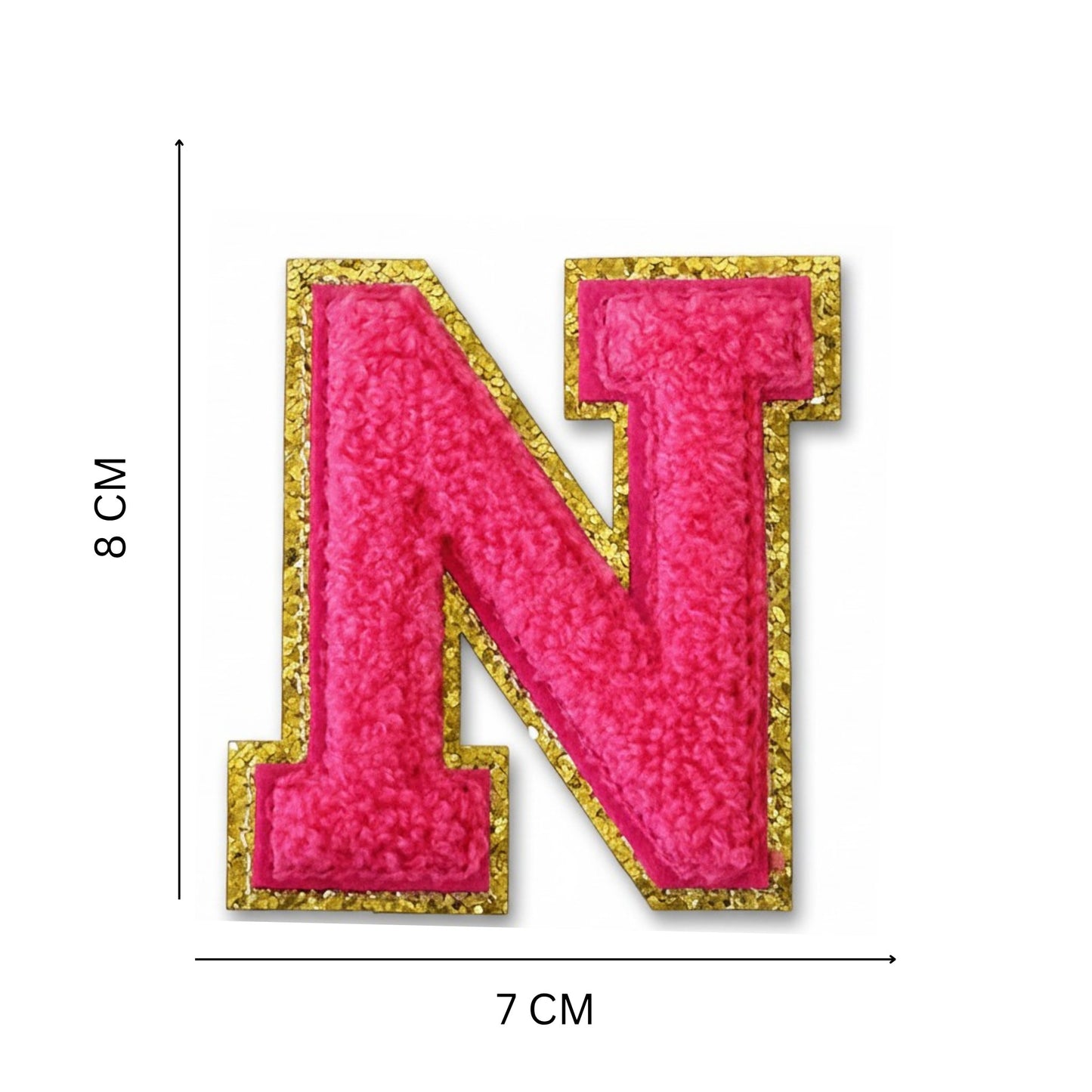 Iron On/Sew On Patch - Glitter Gold Edge Colorful Embroidered Letter "N''