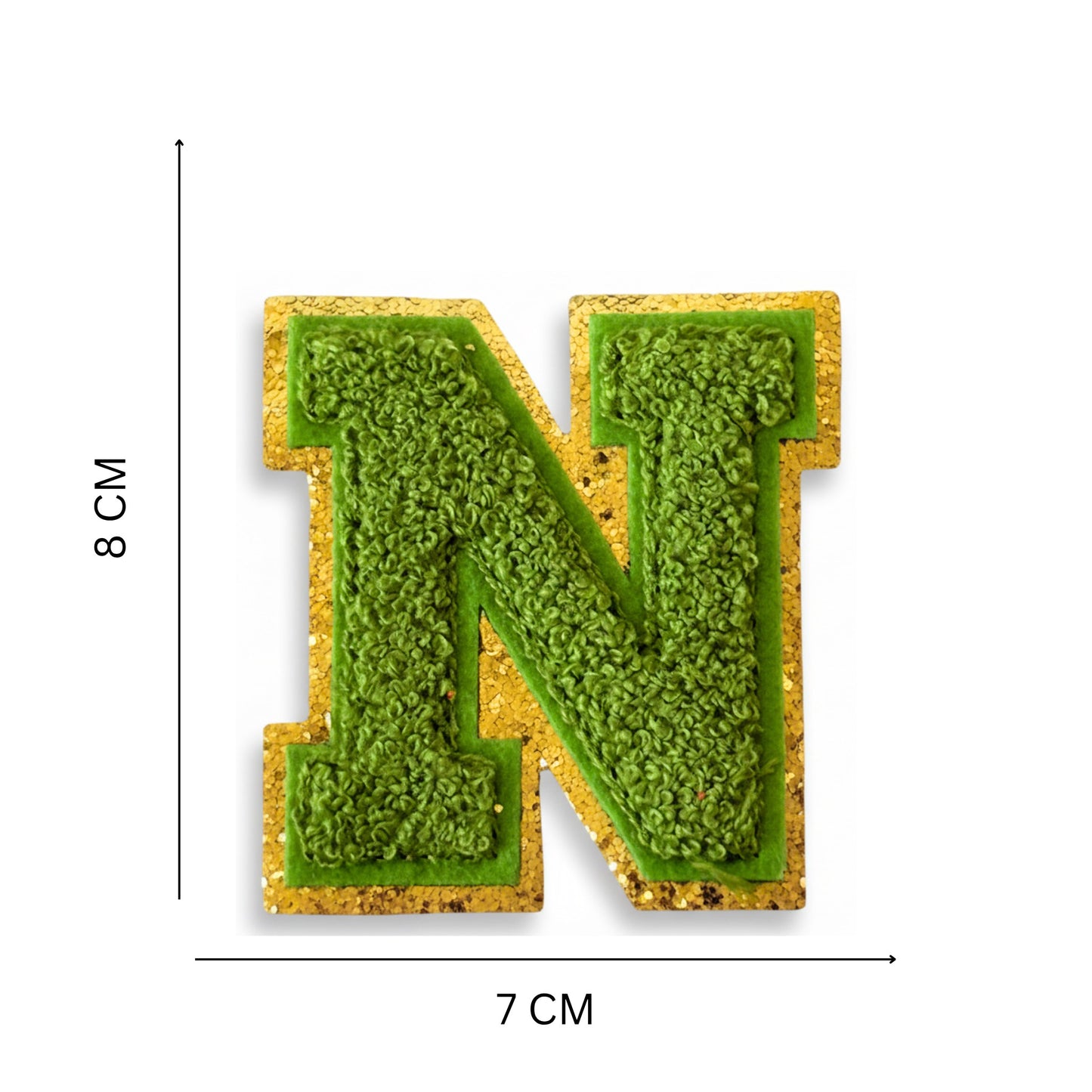 Iron On/Sew On Patch - Glitter Gold Edge Colorful Embroidered Letter "N''