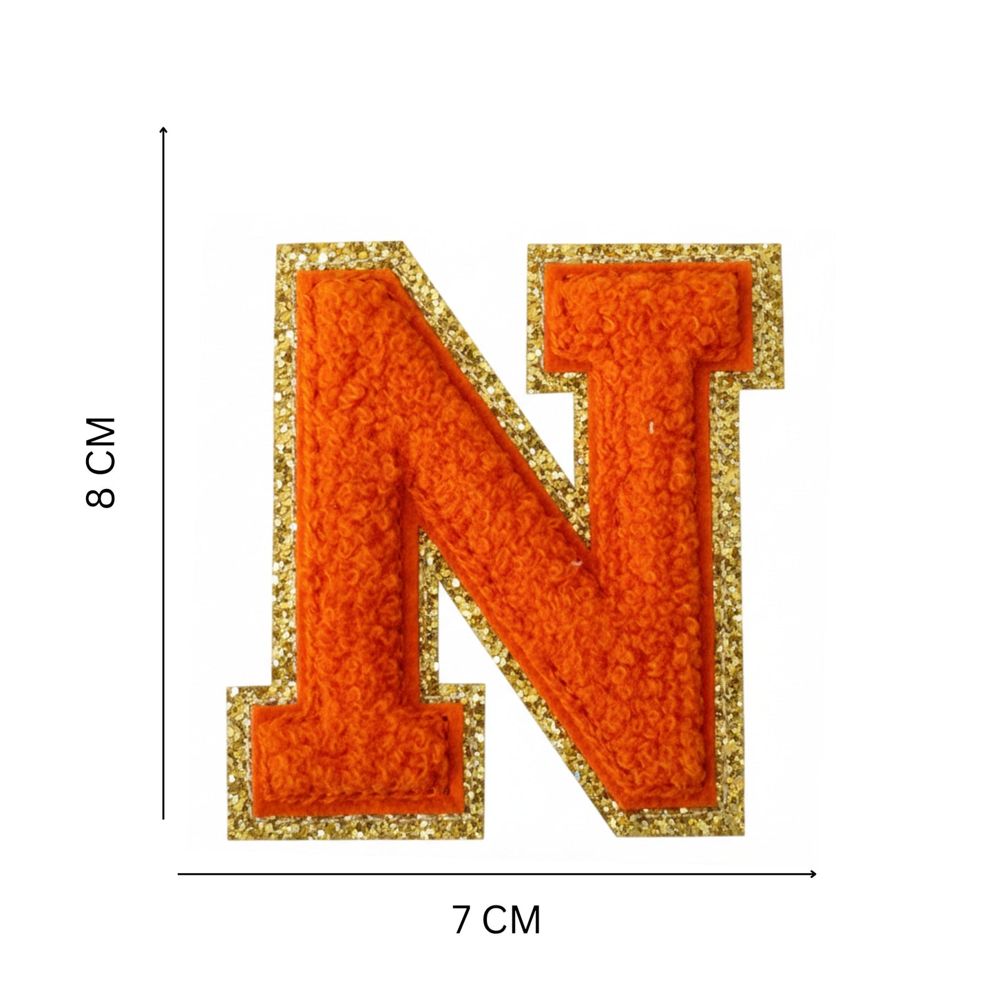 Iron On/Sew On Patch - Glitter Gold Edge Colorful Embroidered Letter "N''